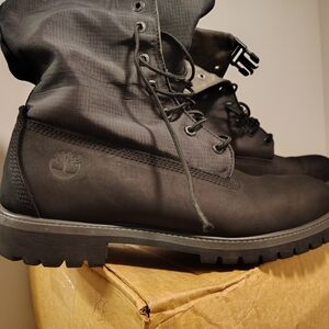 Timberland Mens Premium Gaiter Boots 13M Black Suede Up Buckle. Rare Timberland